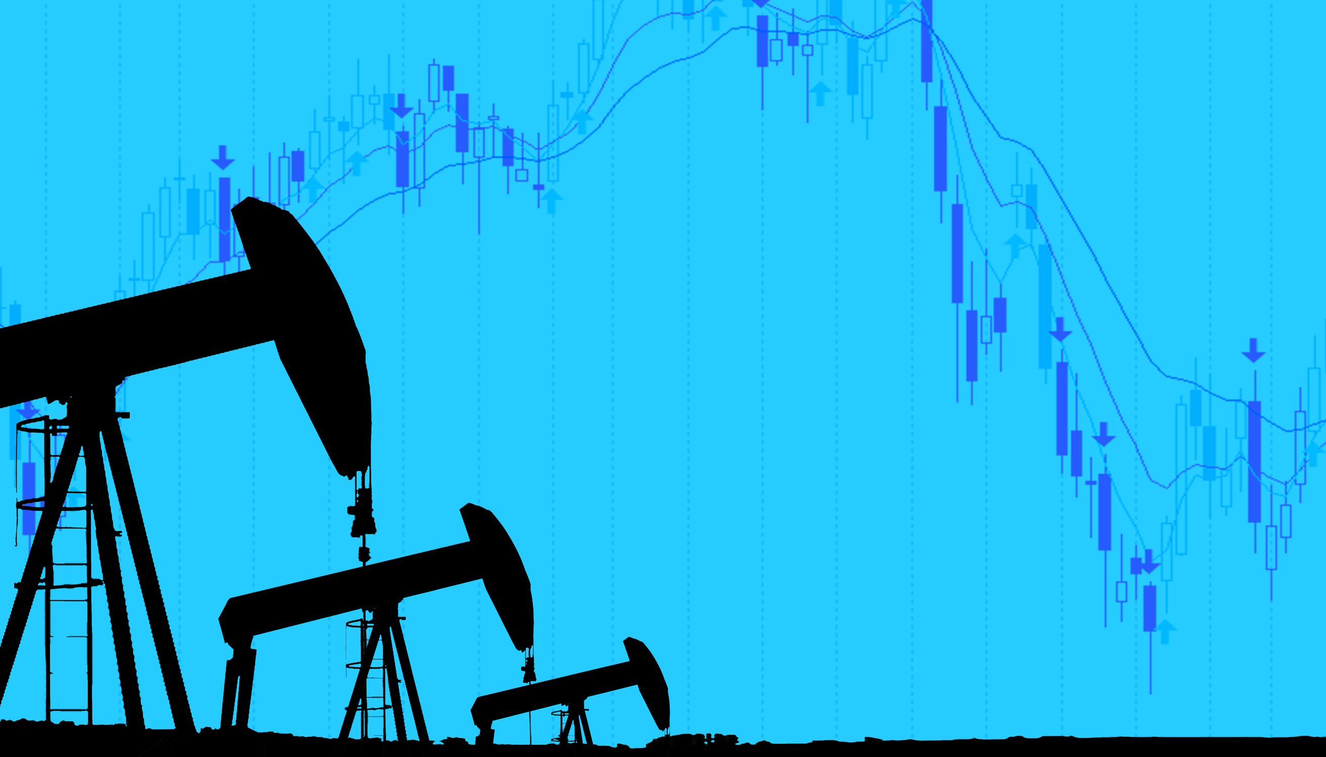 Darstellung der Kurve des Ölpreisfalls.