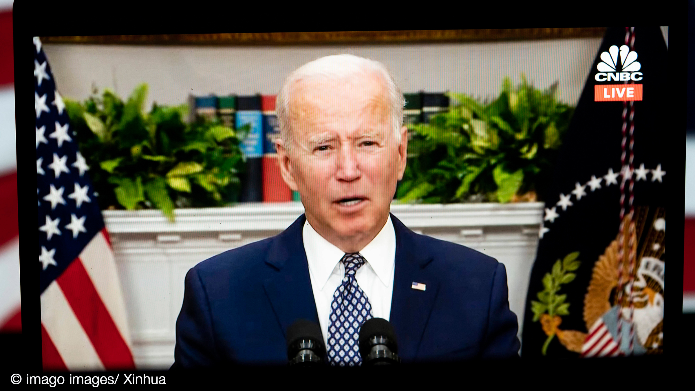 Screen photo shows the American President Joe Biden