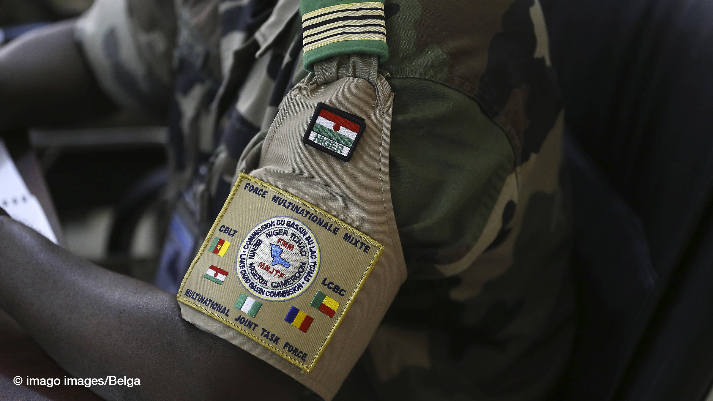 Illustration picture shows a logo of the Multi-National Joint Task Force (MNJTF) in N Djamena, Republic of Chad, on the fourth day of a four day working visit of the Belgian Foreign Minister to Chad and Mali, Thursday 31 August 2017.