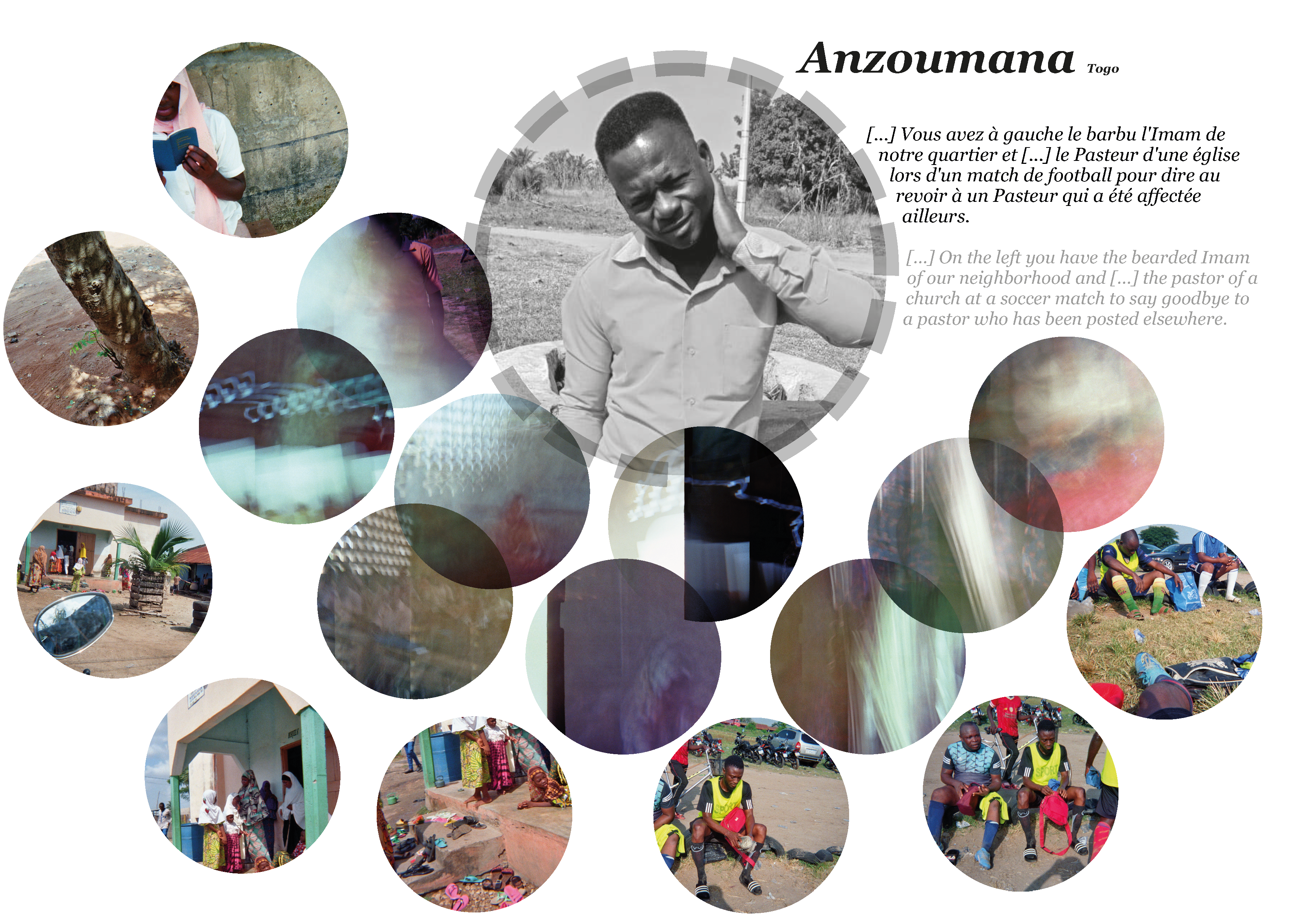 Collage of pictures of religion and peace by Anzoumana in Togo