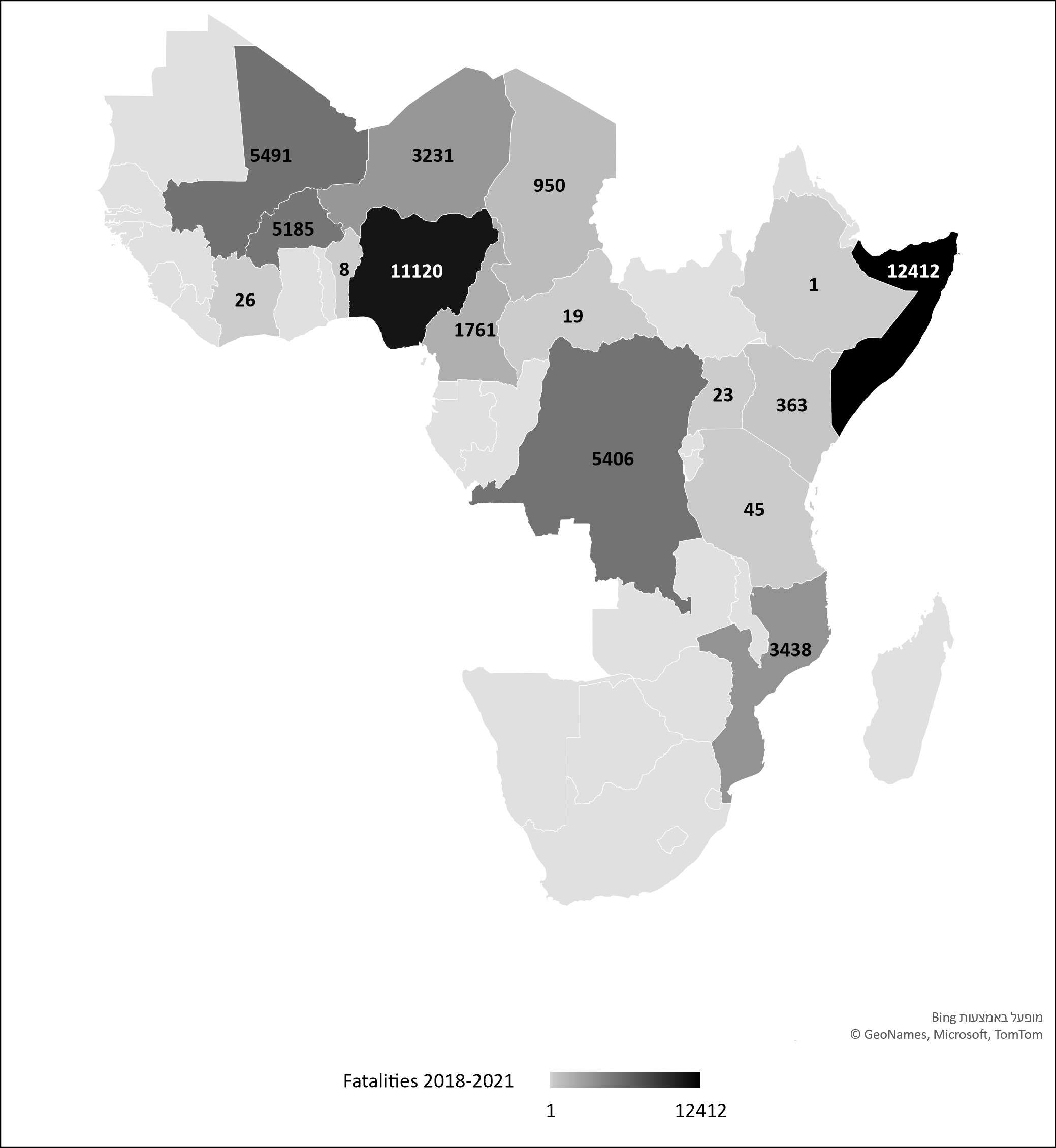Abb. 2: Todesopfer bei Kampfhandlungen mit dschihadistischen Gruppen in Subsahara-Afrika 