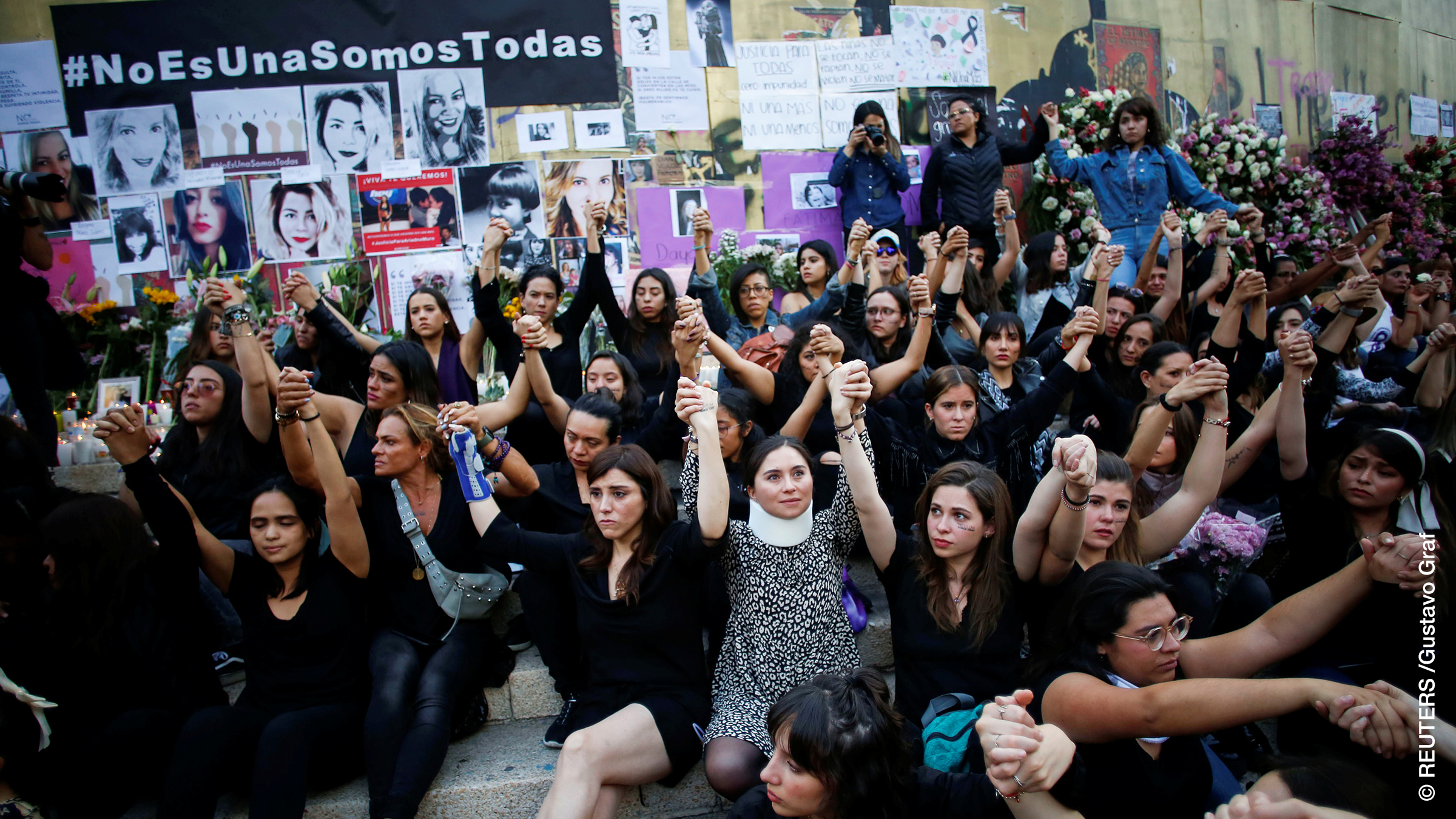 Women protest against gender violence and femicides at Angel de la Independencia monument in Mexico City, Mexico, February 22, 2020.