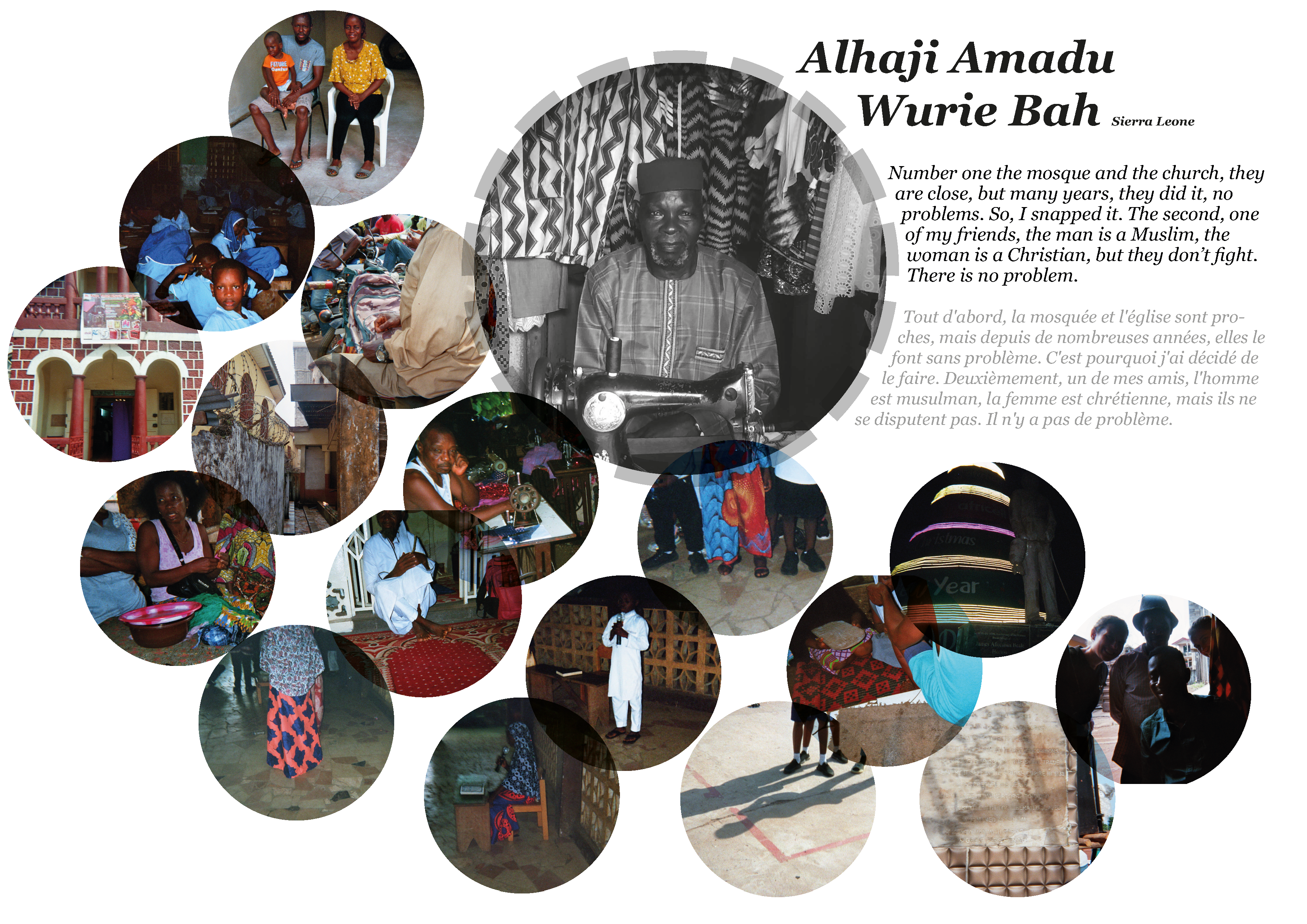 Collage of pictures of religion and peace by Alhaji Amadu Wurie Bah in Sierra Leone
