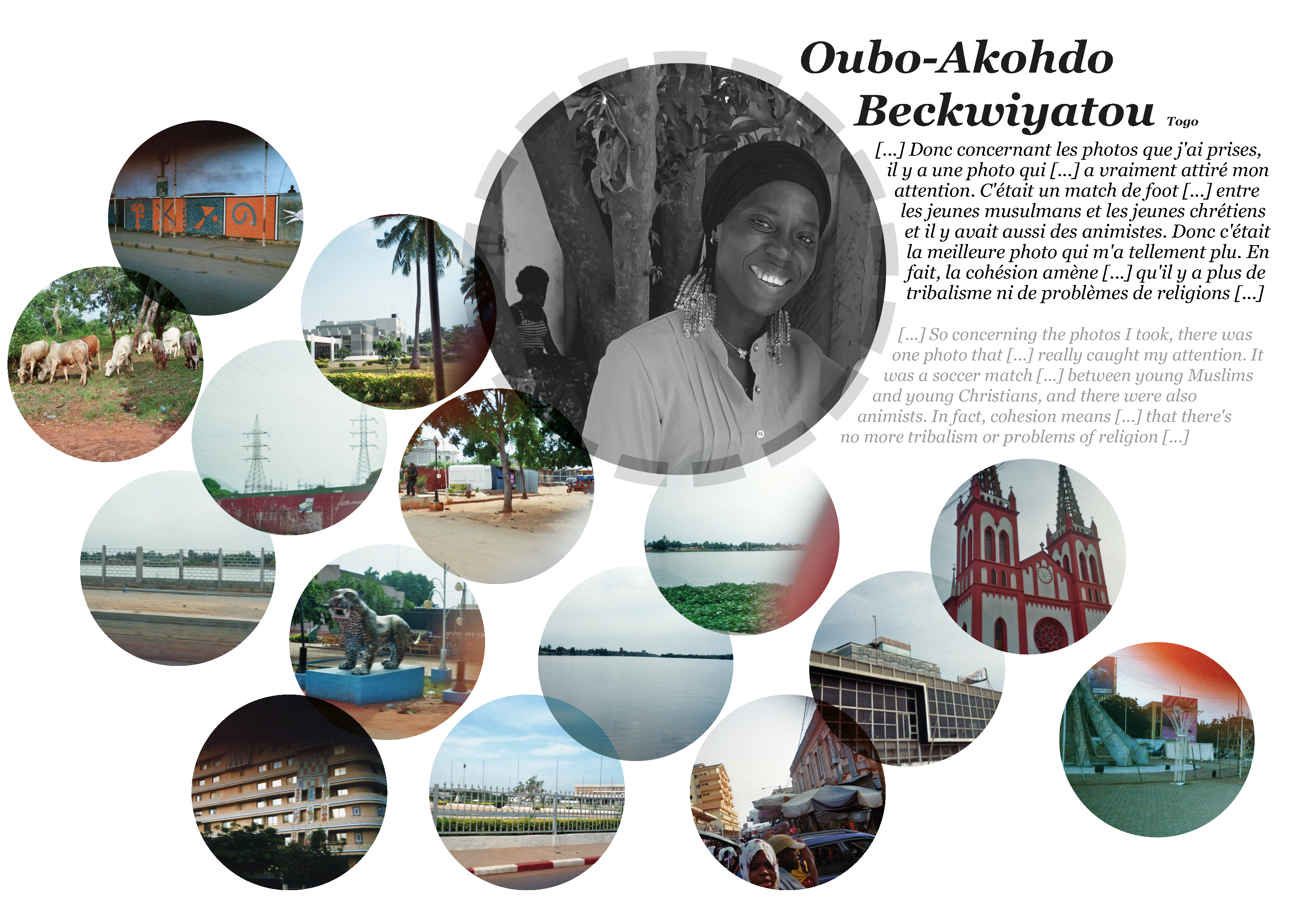Collage of pictures of religion and peace by Oubo-Akohdo Beckwiyatou in Togo