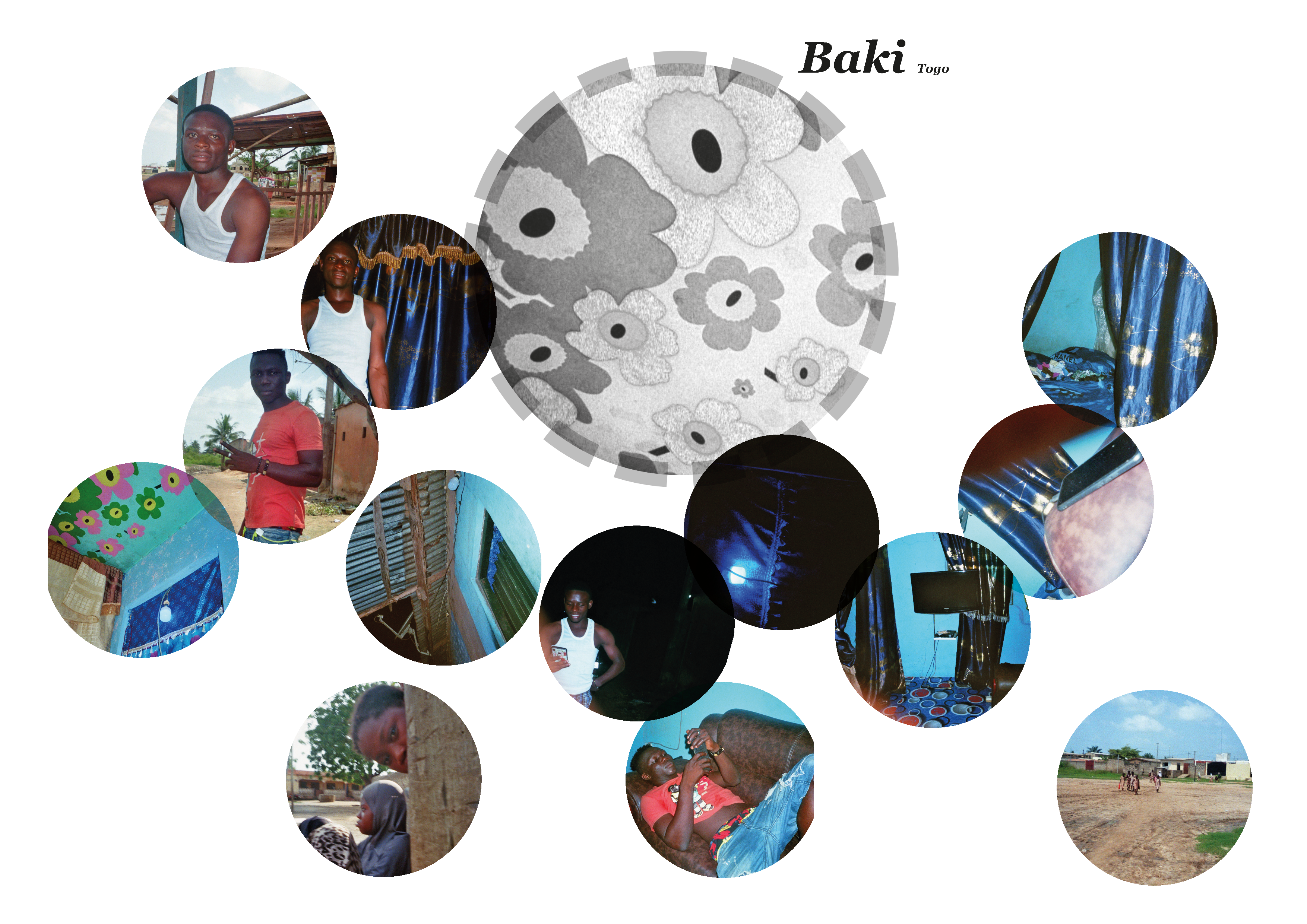 Collage of pictures of religion and peace by Baki in Togo