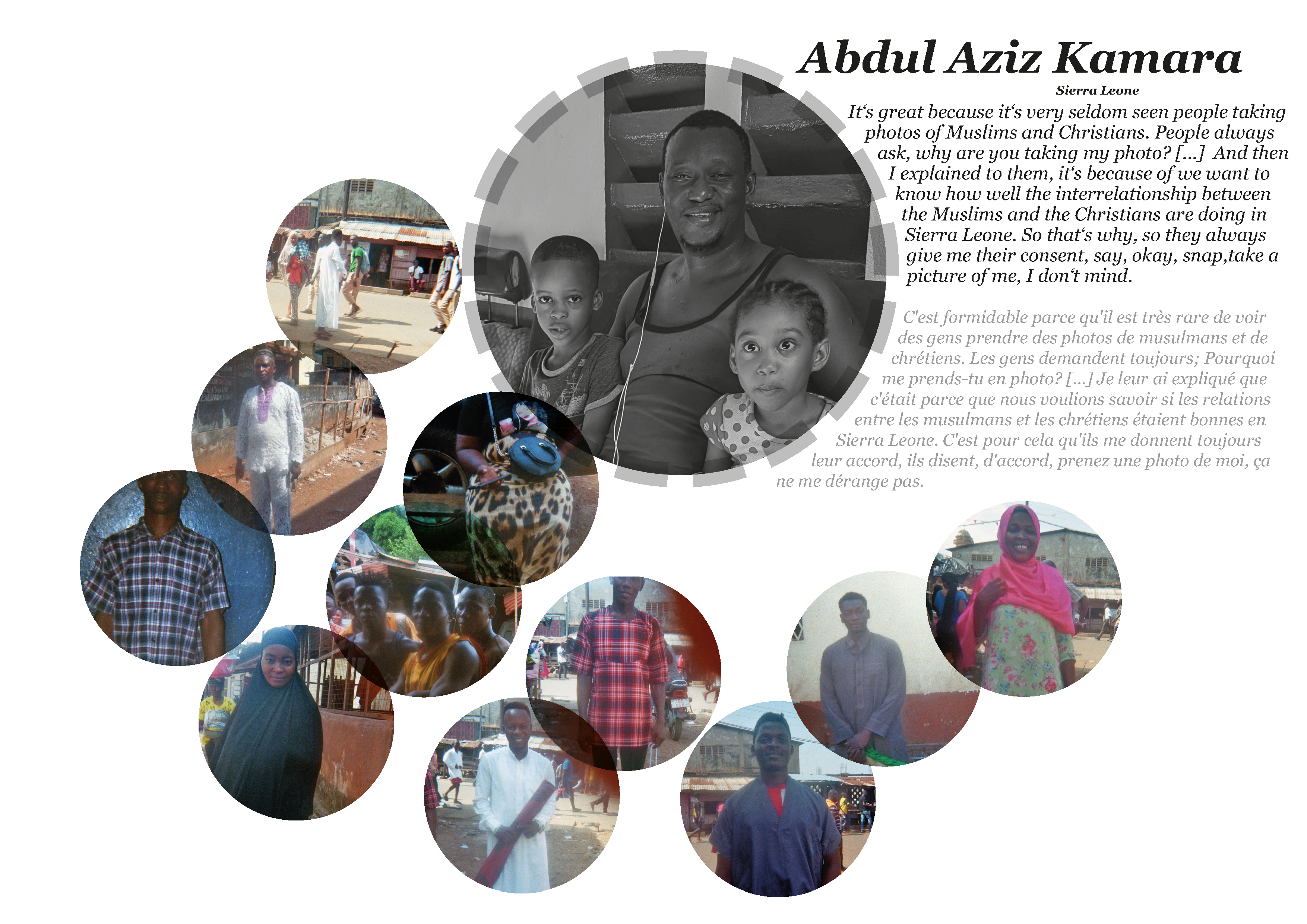 Collage of pictures of religion and peace by Abdul Aziz Kamara in Sierra Leone