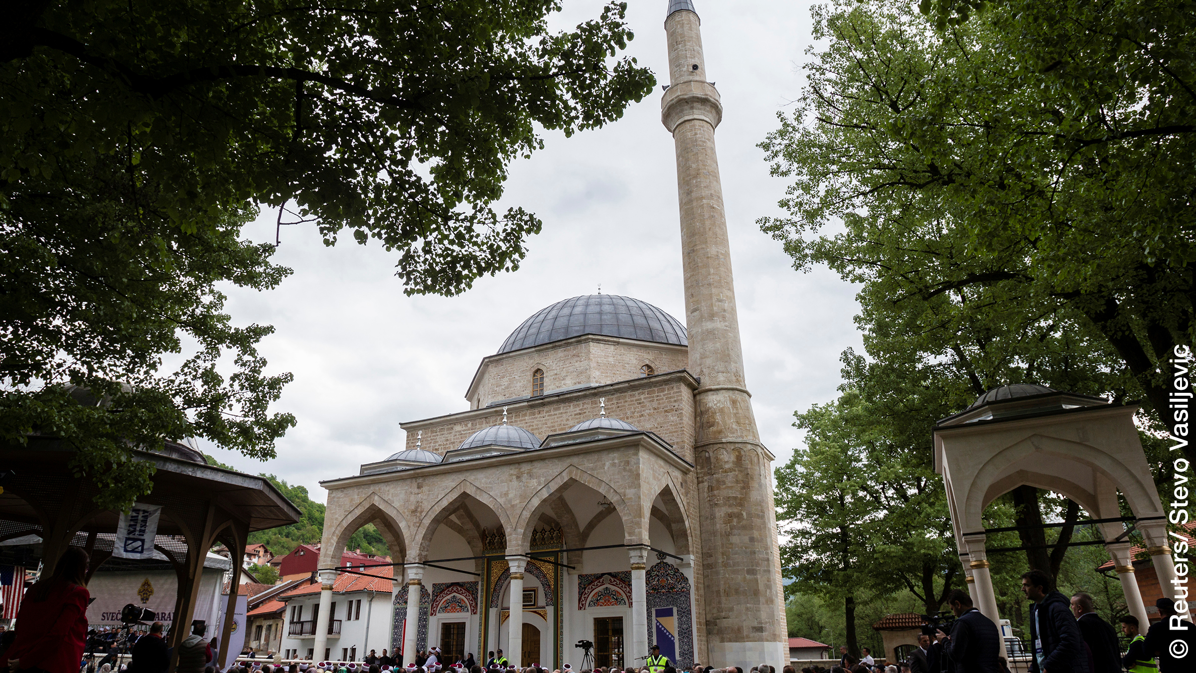 A view of the renewed Aladza Mosque that was demolished at the beginning of the Bosnian war in Foca, Bosnia and Herzegovina, May 4, 2019. 